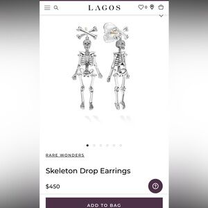 New Lagos Silver Skeleton Earrings